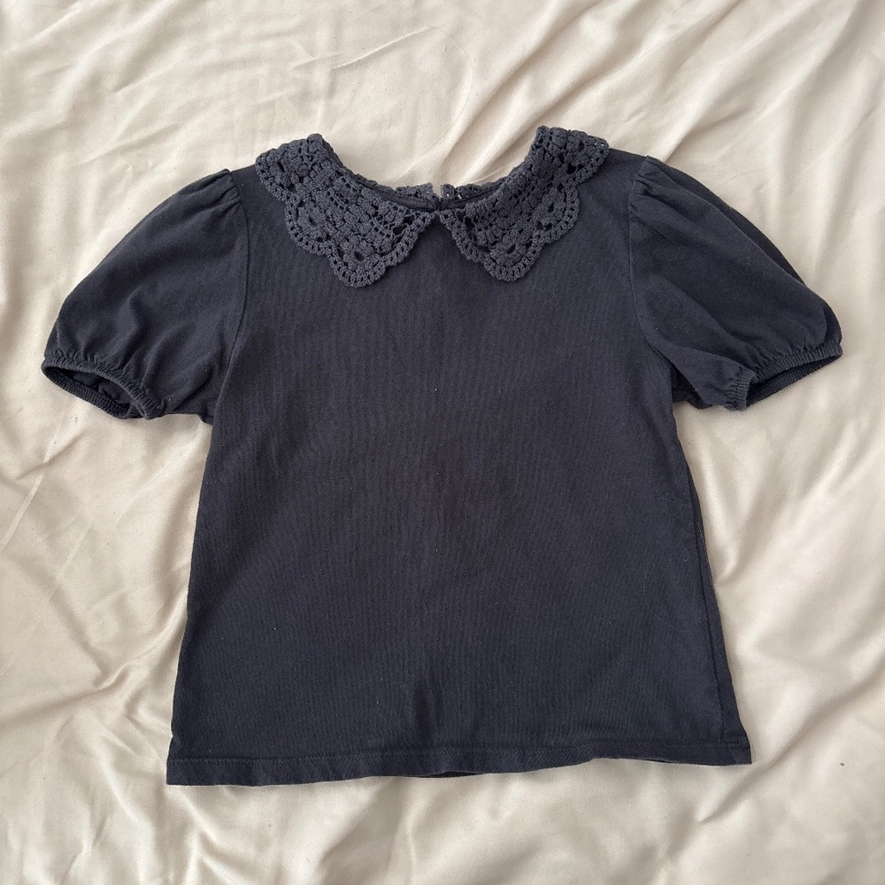 H & M Gray Crochet Collar Tee Size 5T 6